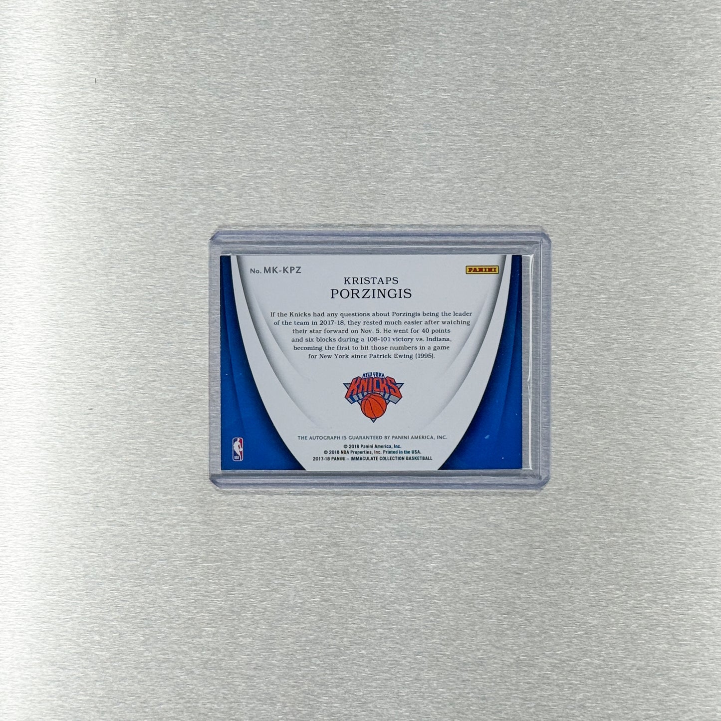 2017-18 Panini Immaculate Basketball - New York Knicks - Kristaps Porzingis - Modern Marks 22/49