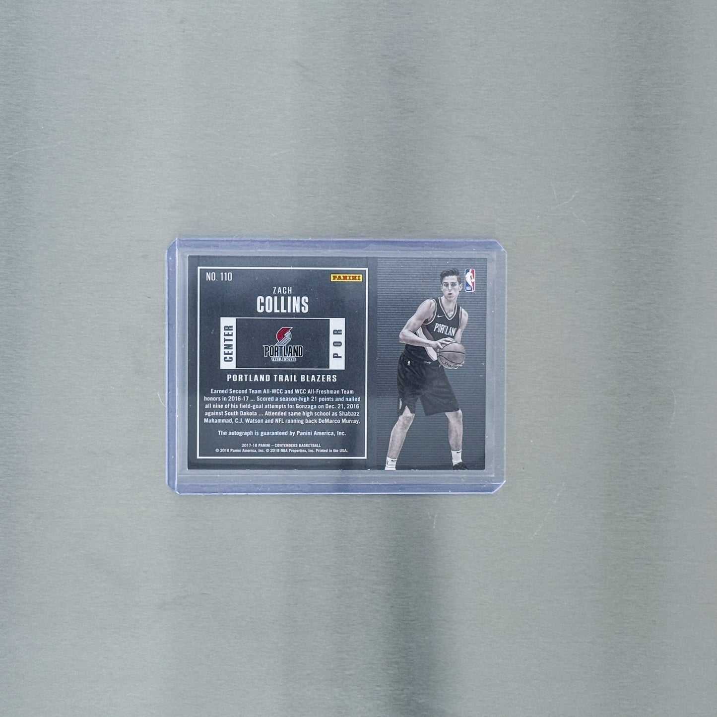 2017-18 Panini ContendersBasketball - Portland Trail Blazers - Zach Collins - Rookie Season Ticket 21/75