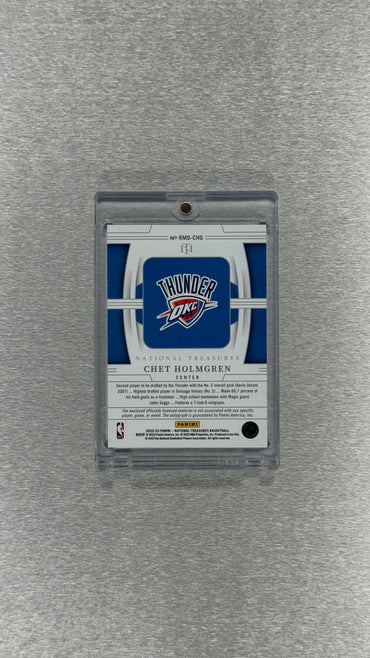 2022-23 Panini National Treasures Basketball - Oklahoma City Thunder - Chet Holmgren 20/99 - Rookie Materials Autographs Dual