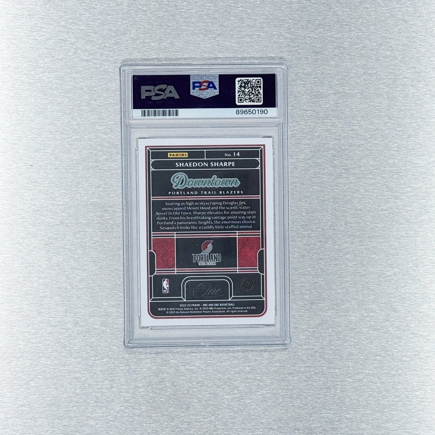 2022-23 Panini One and one - Portland Trail Blazers - Shaedon Sharpe - Downtown PSA10