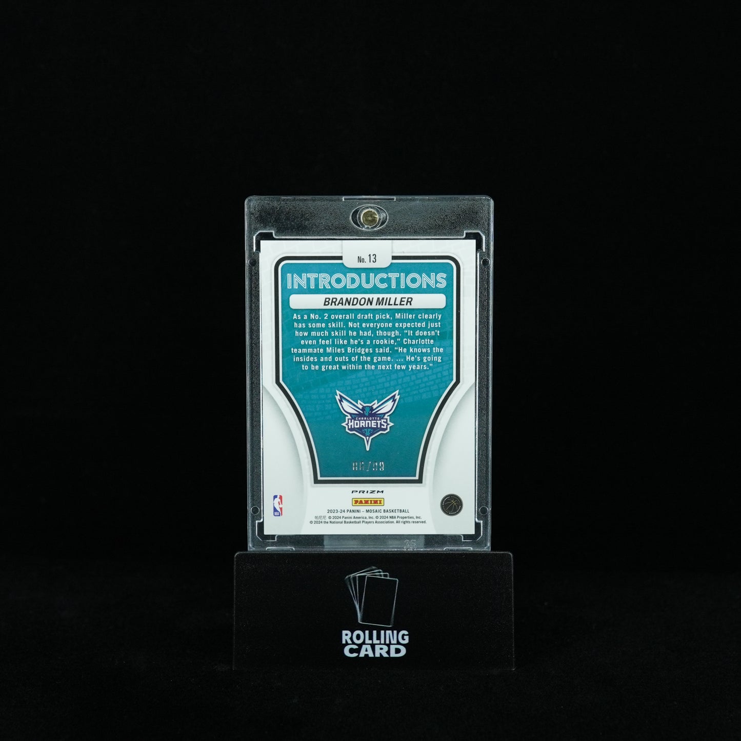 2023-24 Panini Mosaic Basketball - Charlotte Hornets - Brandon Miller - Introductions purple prizm 86/99