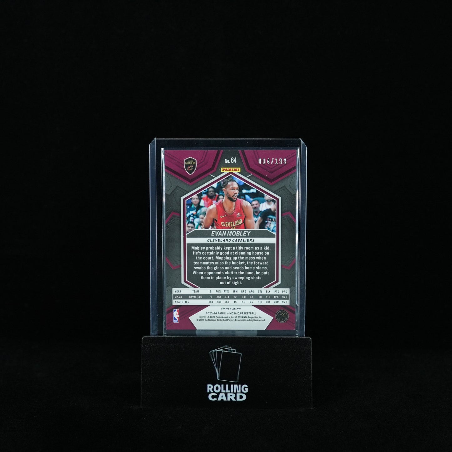 2023-24 Panini Mosaic Basketball - Cleveland Cavaliers - Evan Mobley - Blue prizm 004/199