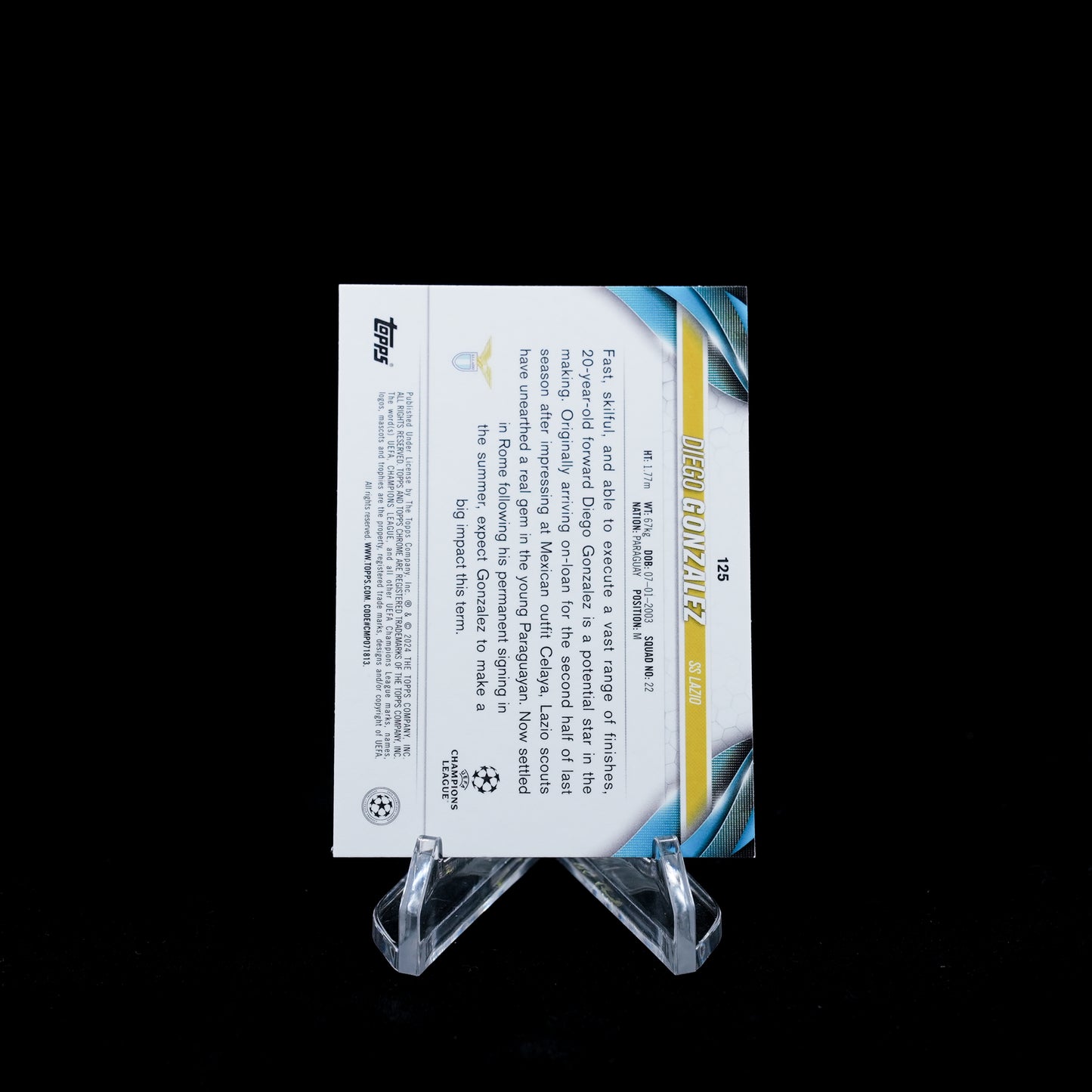 2023-24 Topps Chrome UEFA Club Competitions Soccer-SS Lazio-Base Card