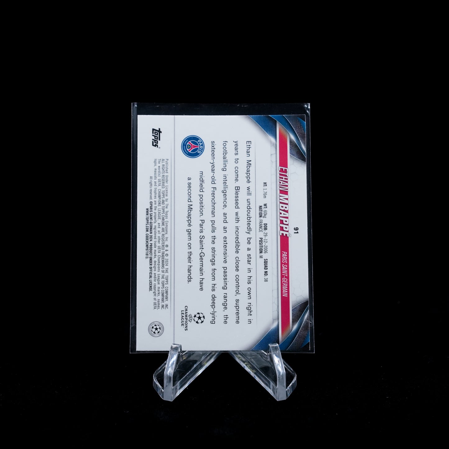 2023-24 Topps Chrome UEFA Club Competitions Soccer-PSG Paris Saint-Germain FC-Base Card