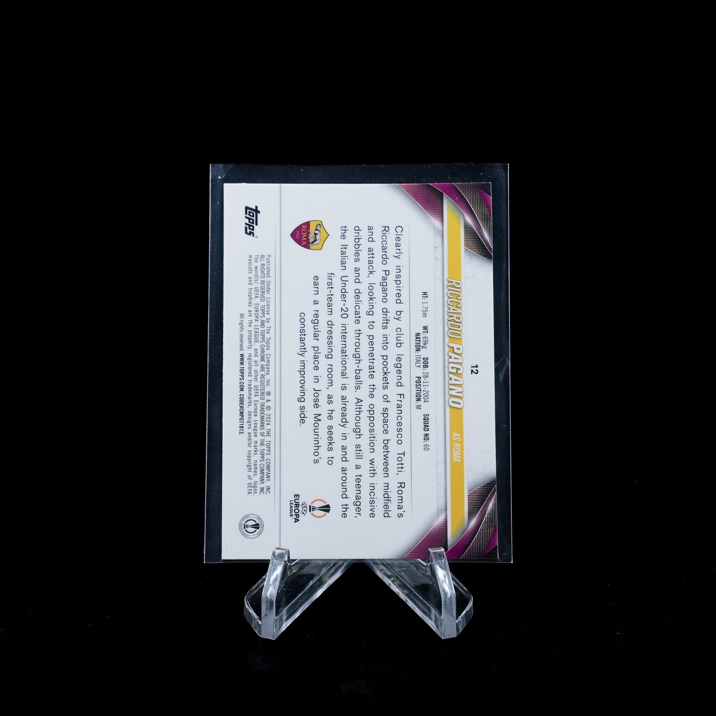 2023-24 Topps Chrome UEFA Club Competitions Soccer-AS Roma-Base Card