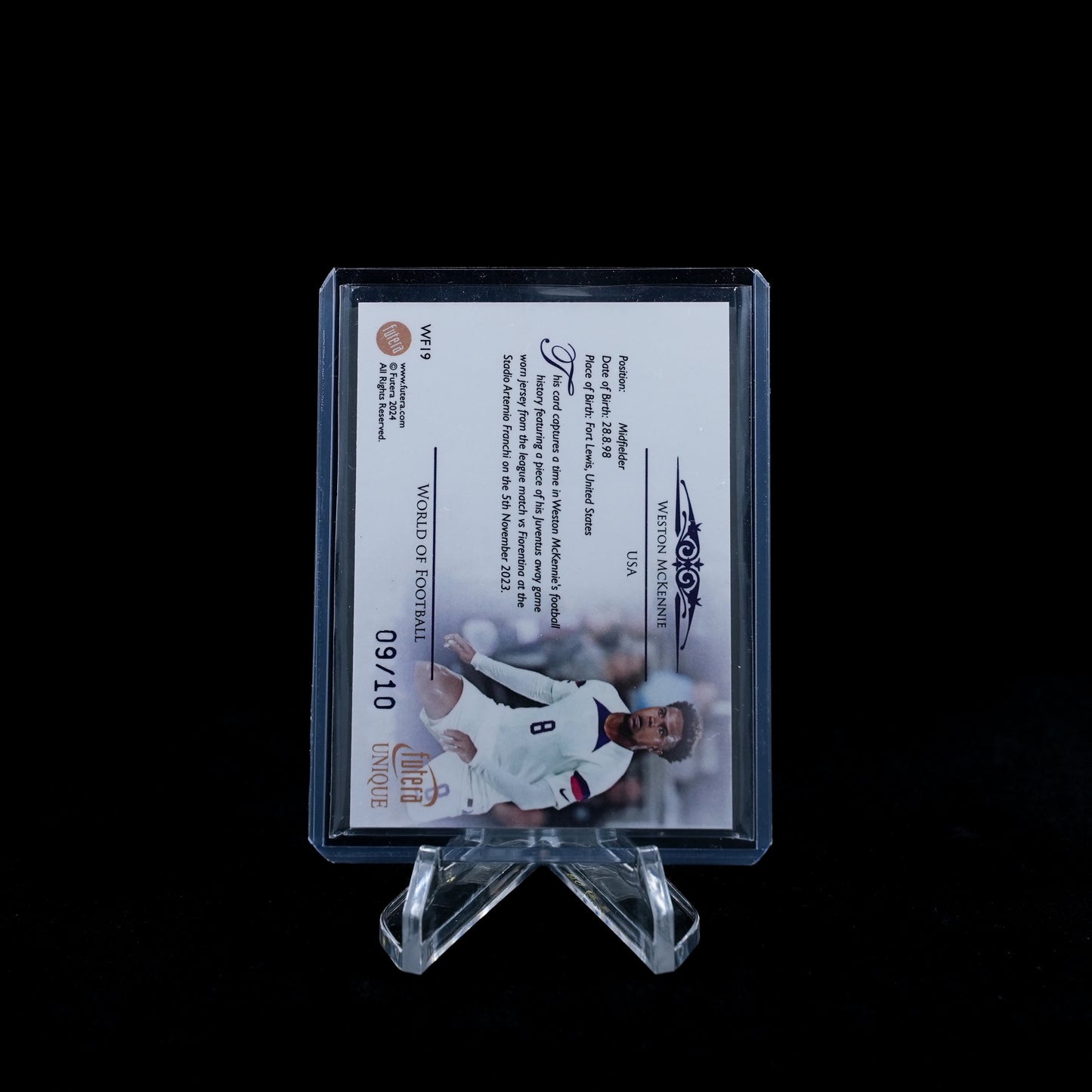 2024 Futera Unique Nostalgia Soccer Hobby-Weston Mckennie World of football Jersey Worn /10