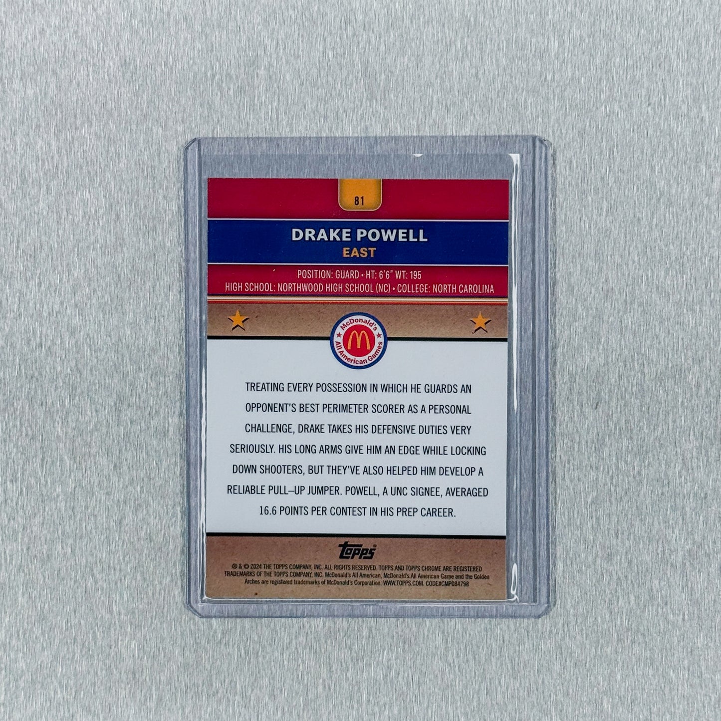2024 Topps Chrome McDonald’s All American - Drake Powell - Aqua Wave Refractors – 97/199