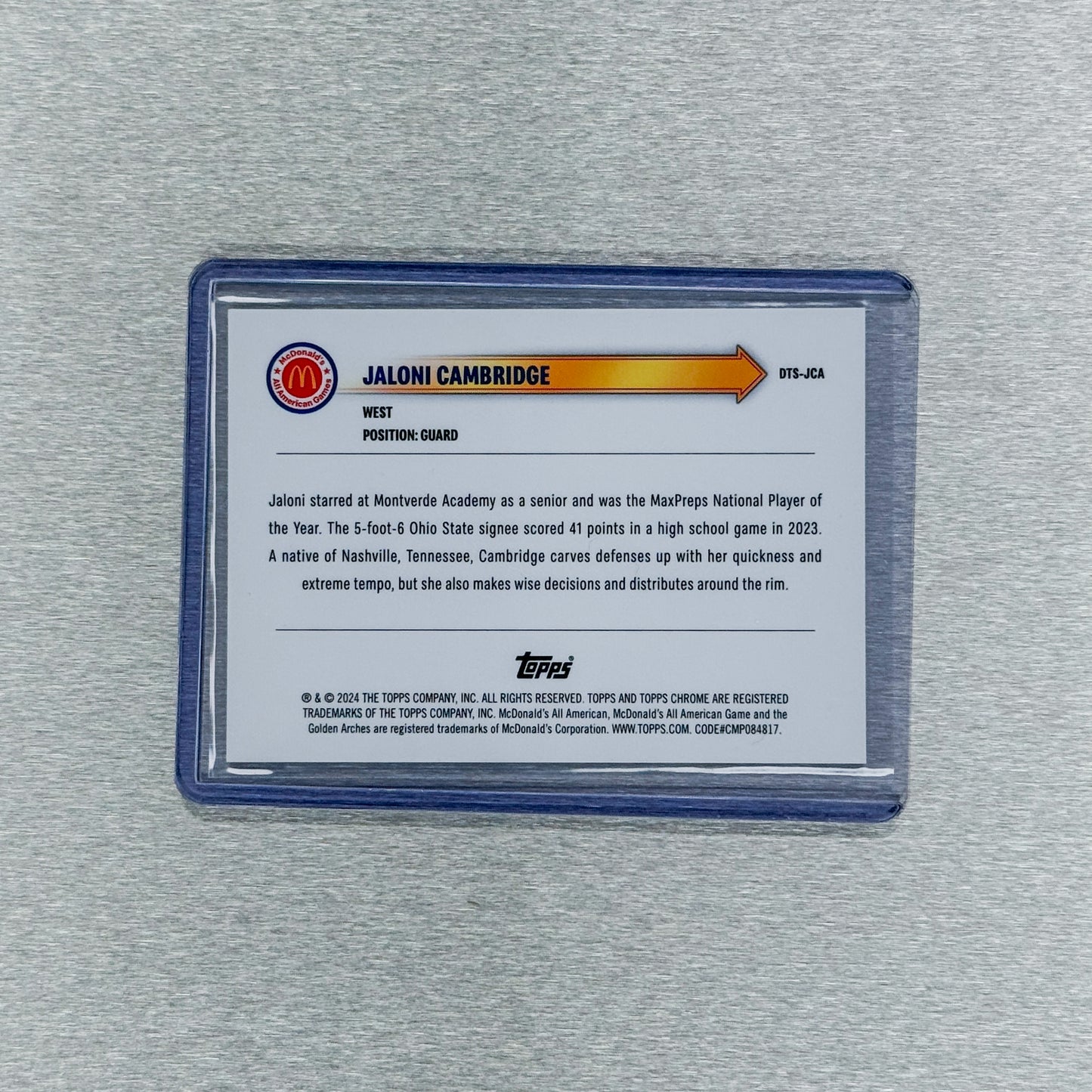 2024 Topps Chrome McDonald’s All American - Jaloni Cambridge - Drive Thru Service 23/50