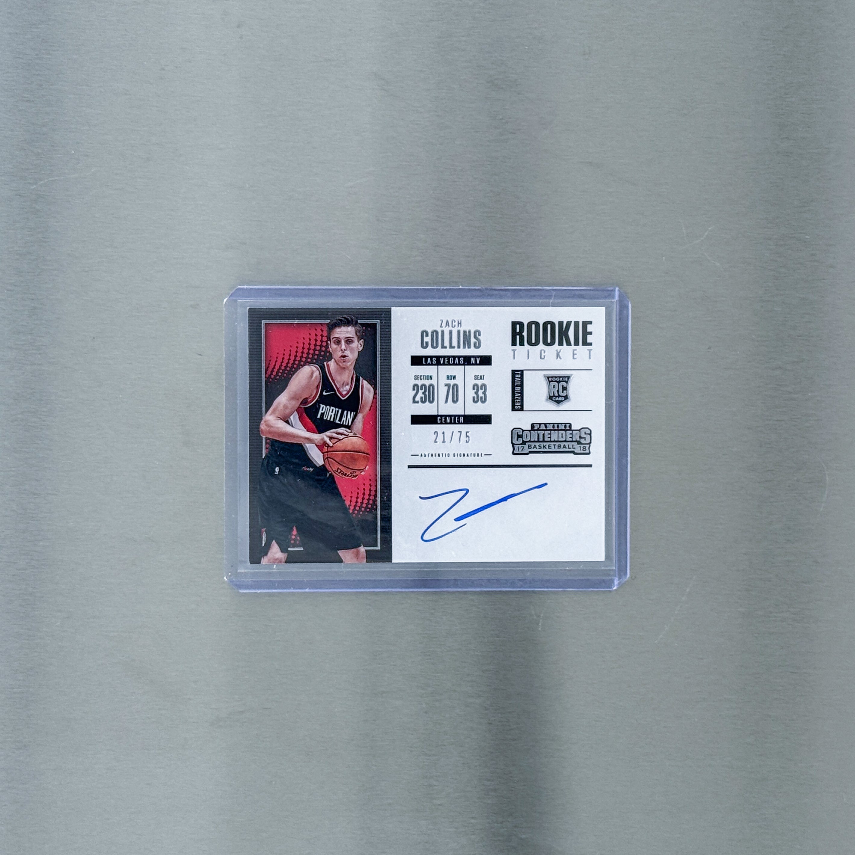 2017-18 Panini ContendersBasketball - Portland Trail Blazers - Zach Collins - Rookie Season Ticket 21/75