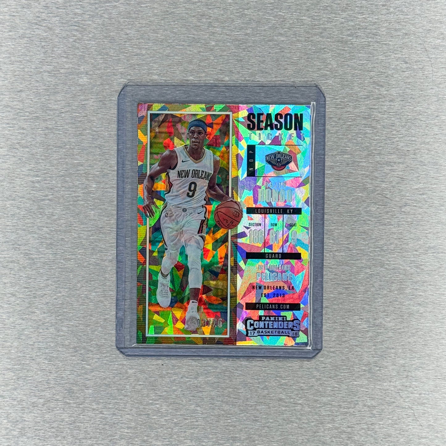 2017-18 Panini Contenders Basketball - New Orleans Pelicans - Rajon Rondo 3/25 Cracked ice