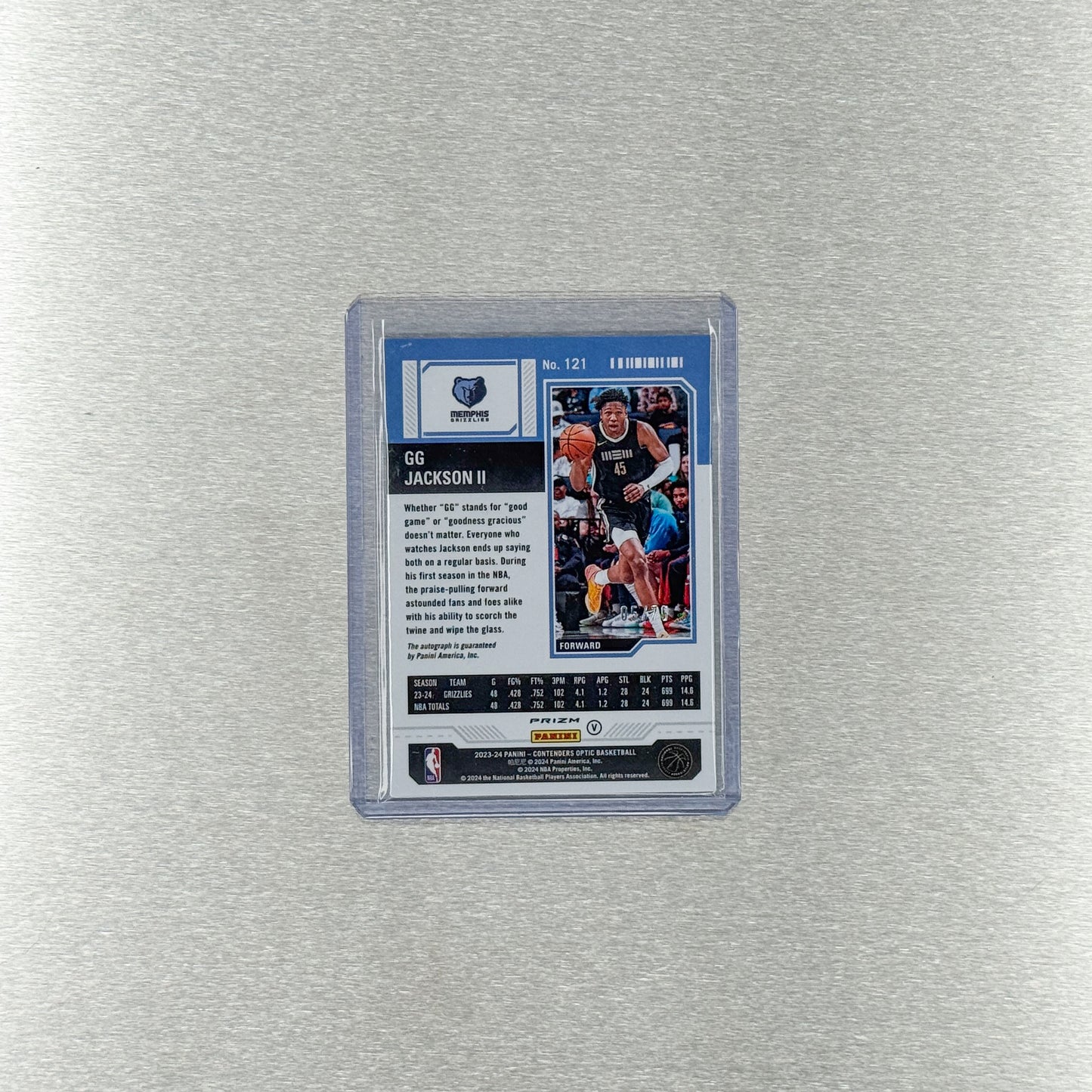 2023-24 Panini Contenders Optic Basketball - Memphis Grizzlies - GG Jackson II - Rookie Season Ticket auto 5/75