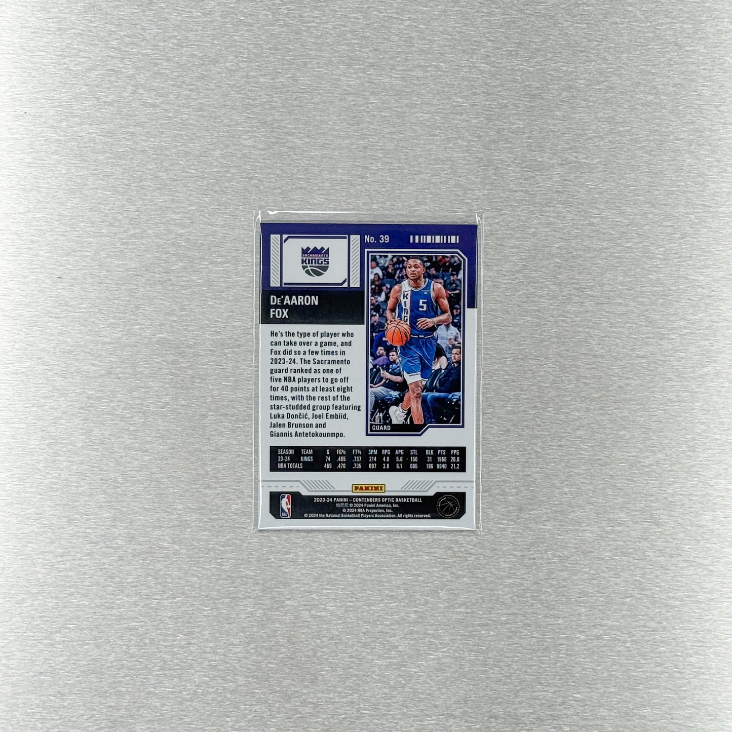 2023-24 Panini Contenders Optic Basketball - Sacramento Kings - De’Aaron Fox