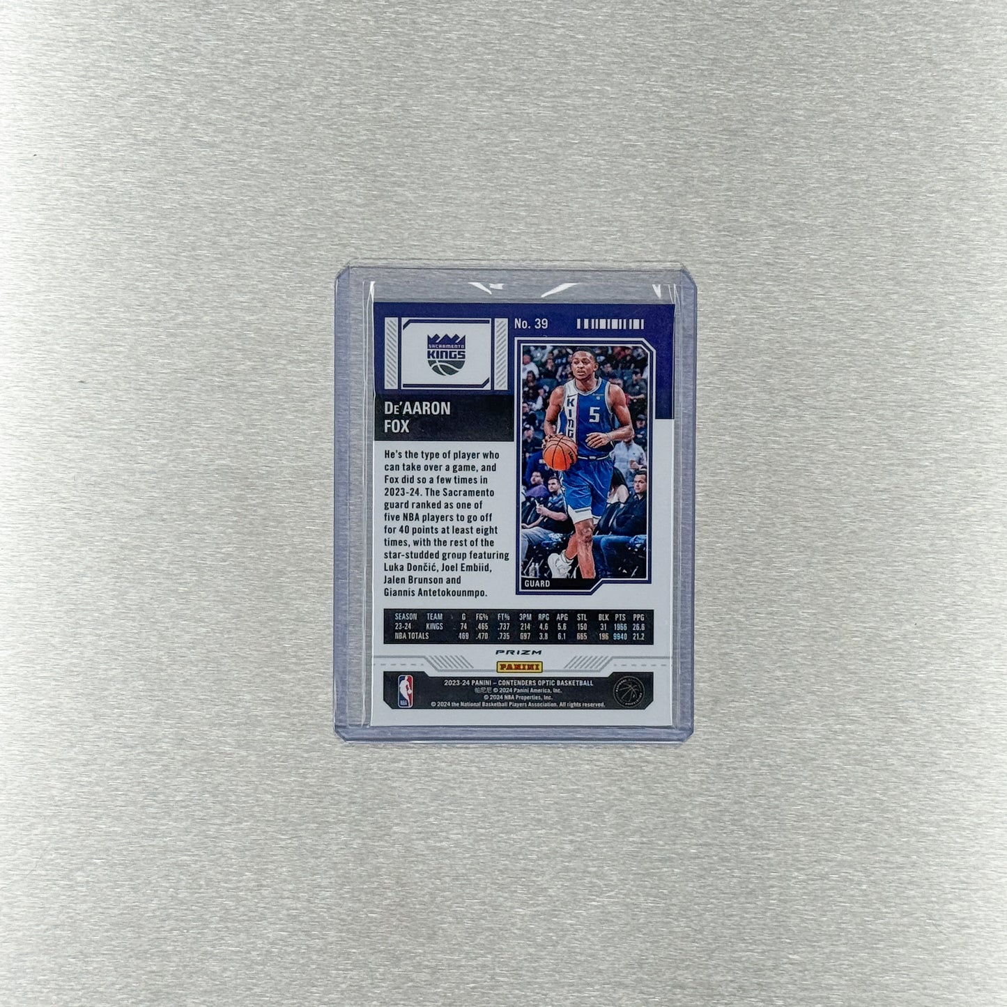 2023-24 Panini Contenders Optic Basketball - Sacramento Kings - De’Aaron Fox prizm