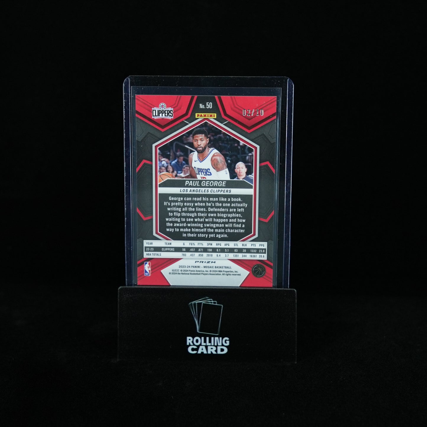 2023-24 Panini Mosaic Basketball - Los Angeles Clippers - Paul George international Gold prizm 2/10