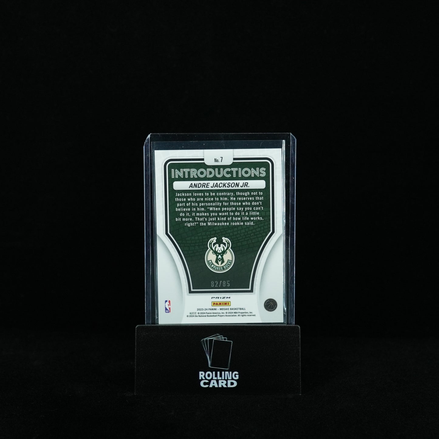 2023-24 Panini Mosaic Basketball - Milwaukee Bucks - Andre Jackson Jr. - Introductions blue prizm 82/85