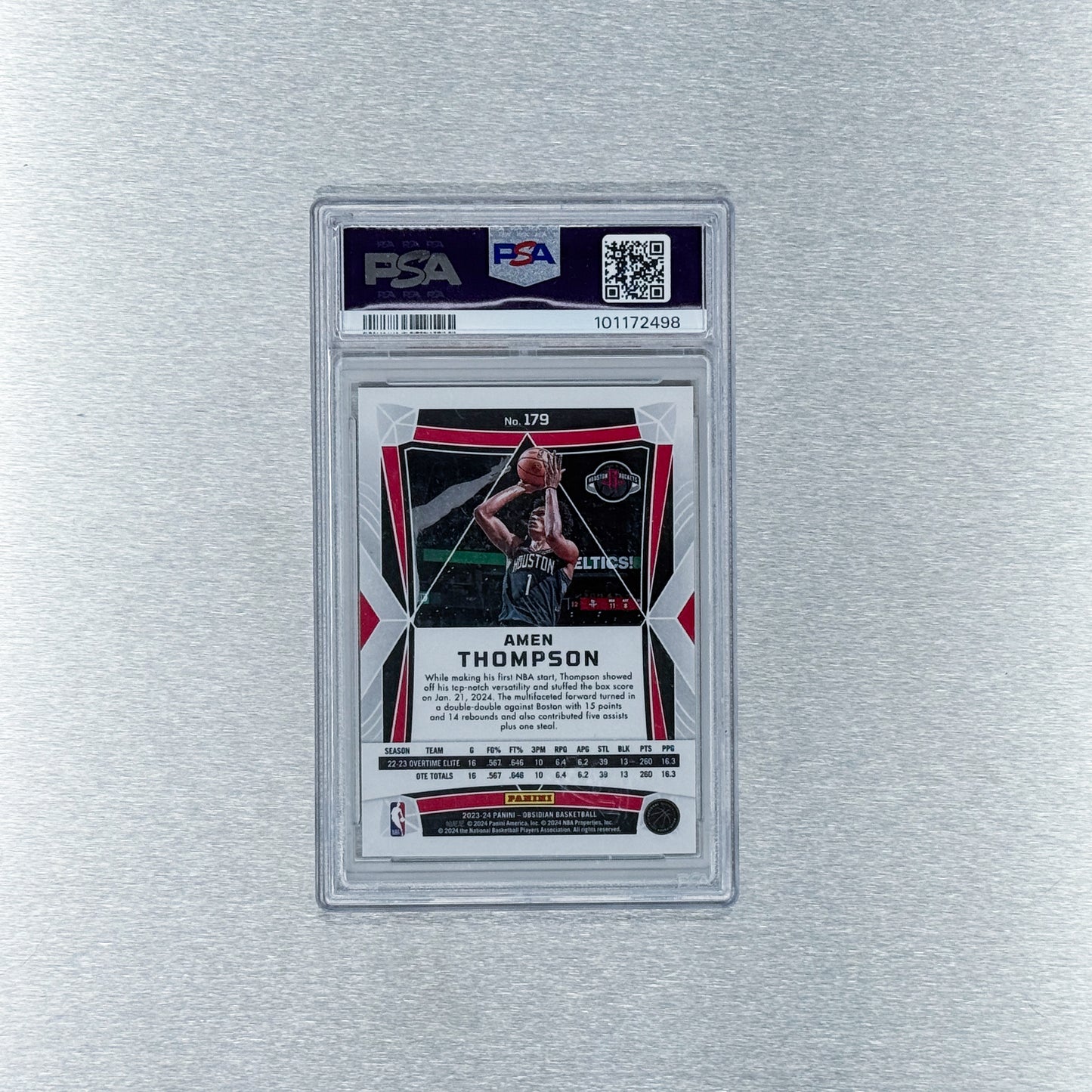 2023-24 Panini Obsidian Basketball - Houston Rockets - Amen Thompson Electric Etch Neon flood PSA10