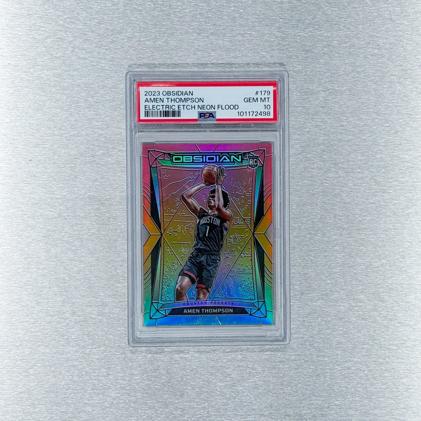 2023-24 Panini Obsidian Basketball - Houston Rockets - Amen Thompson Electric Etch Neon flood PSA10