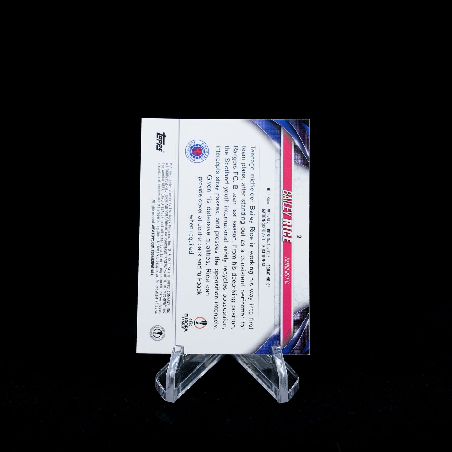 2023-24 Topps Chrome UEFA Club Competitions Soccer - Ranger FC - Base Card