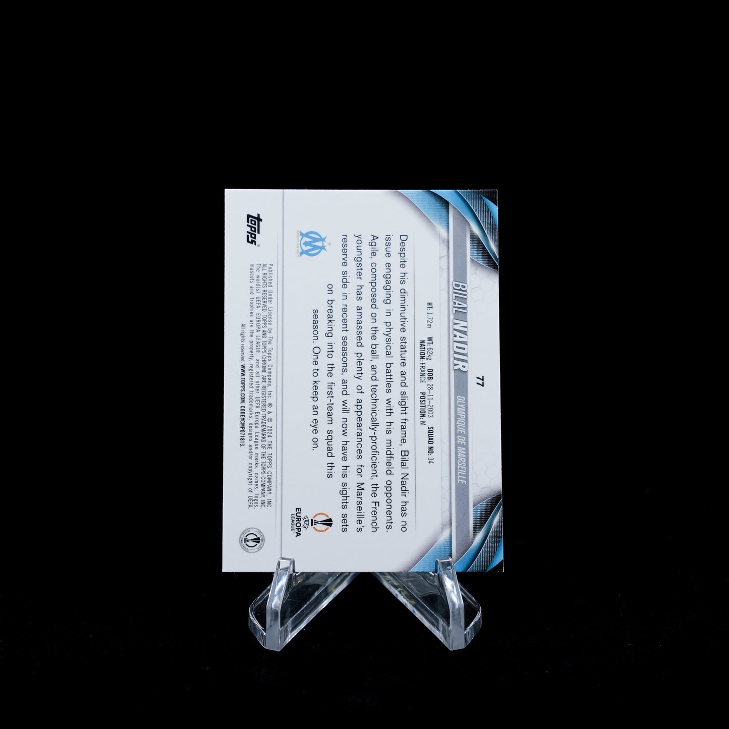 2023-24 Topps Chrome UEFA Club Competitions Soccer-OM Olympique de Marseille-Base Card