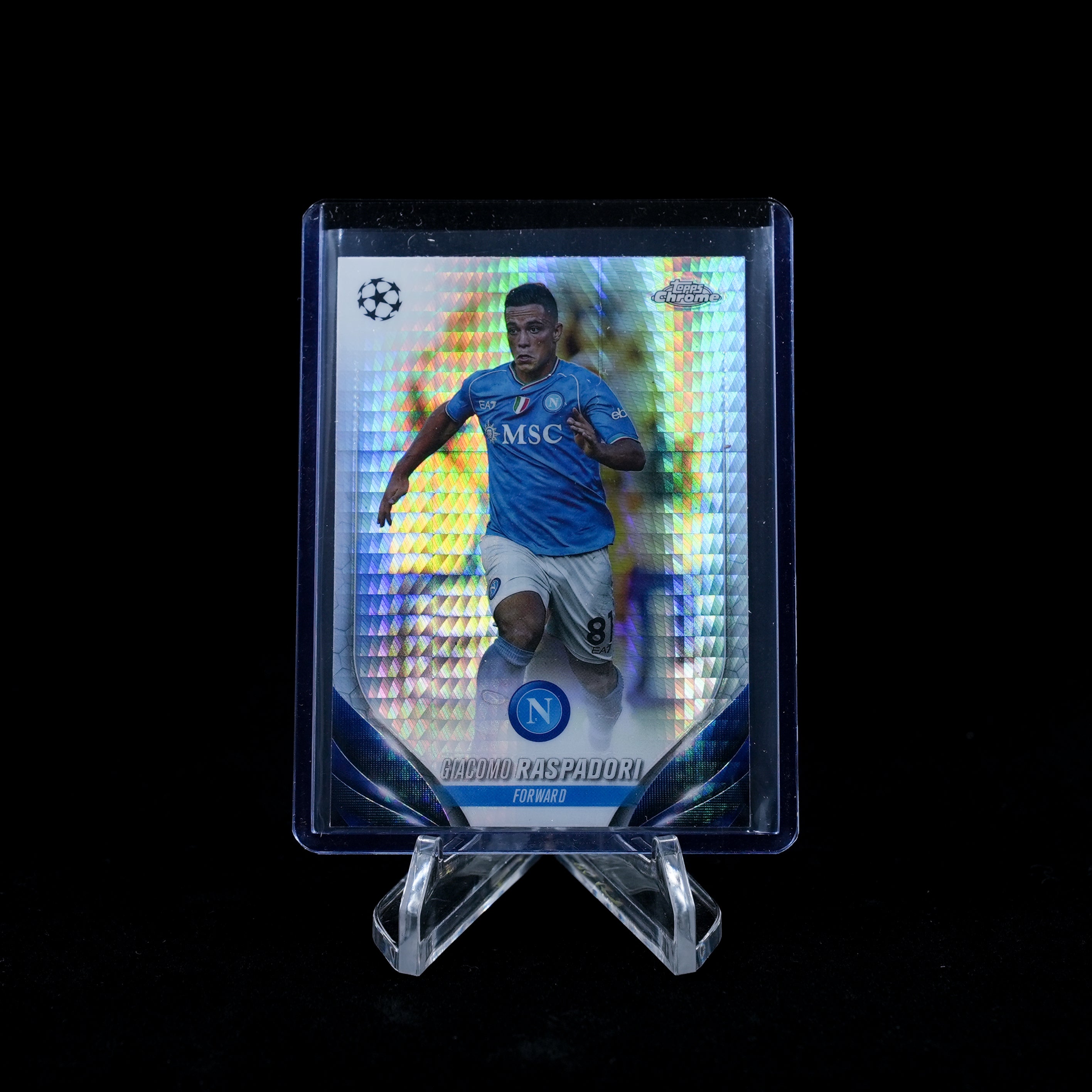 2023-24 Topps Chrome UEFA Club Competitions Soccer-Giacomo Raspadori-Prism