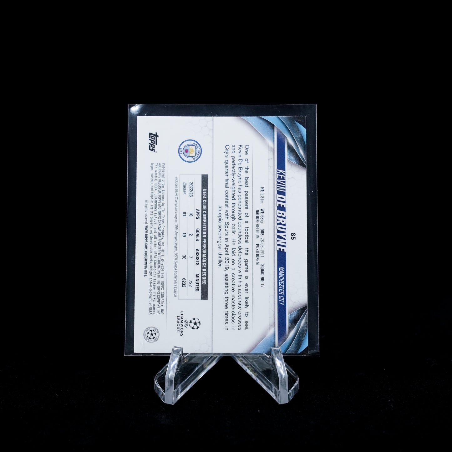 2023-24 Topps Chrome UEFA Club Competitions Soccer-Manchester City-Base Card
