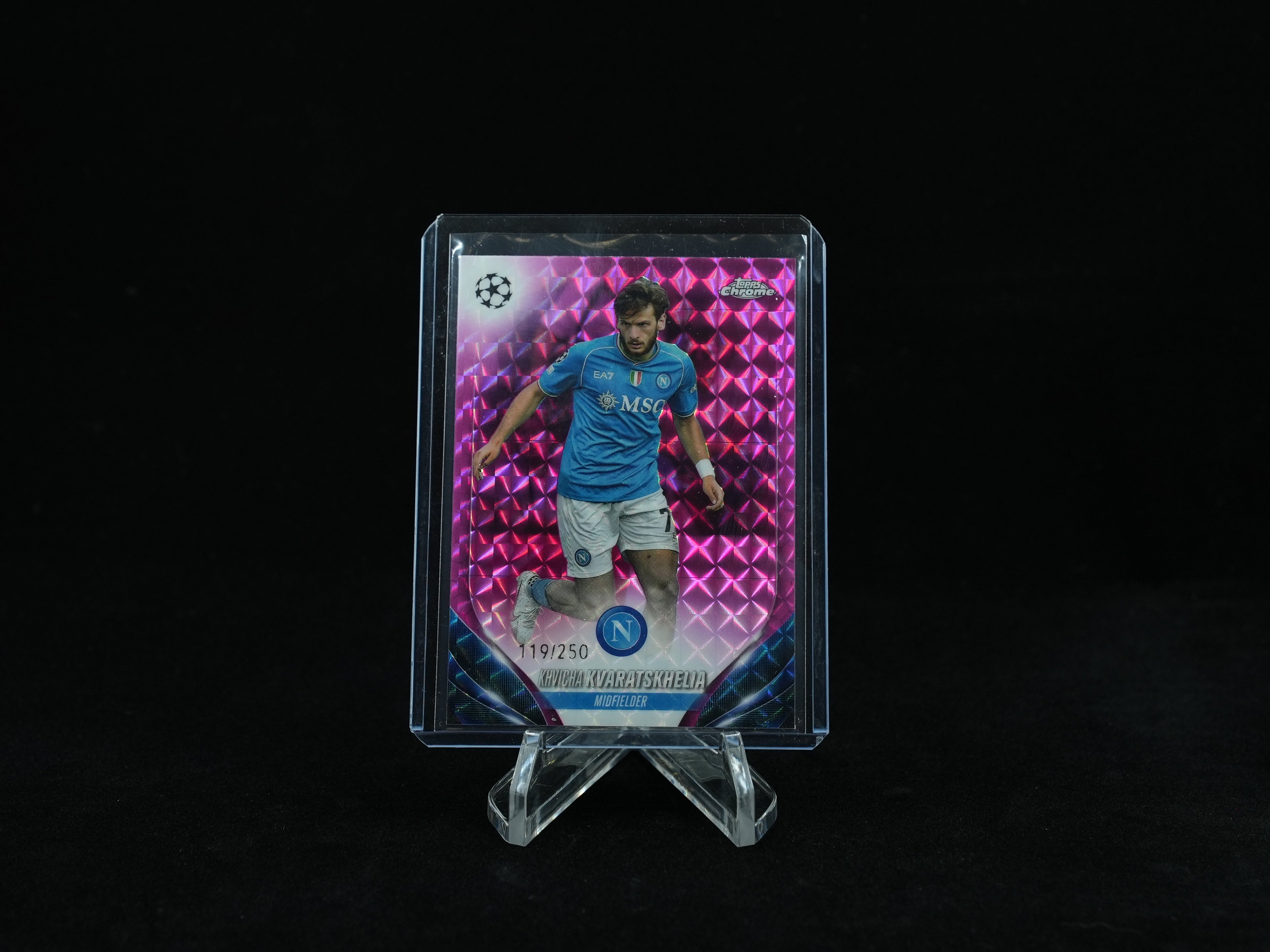 2023-24 Topps Chrome UEFA Club Competitions Soccer-Khvicha Kvartskhelia-Purple Parallel /250