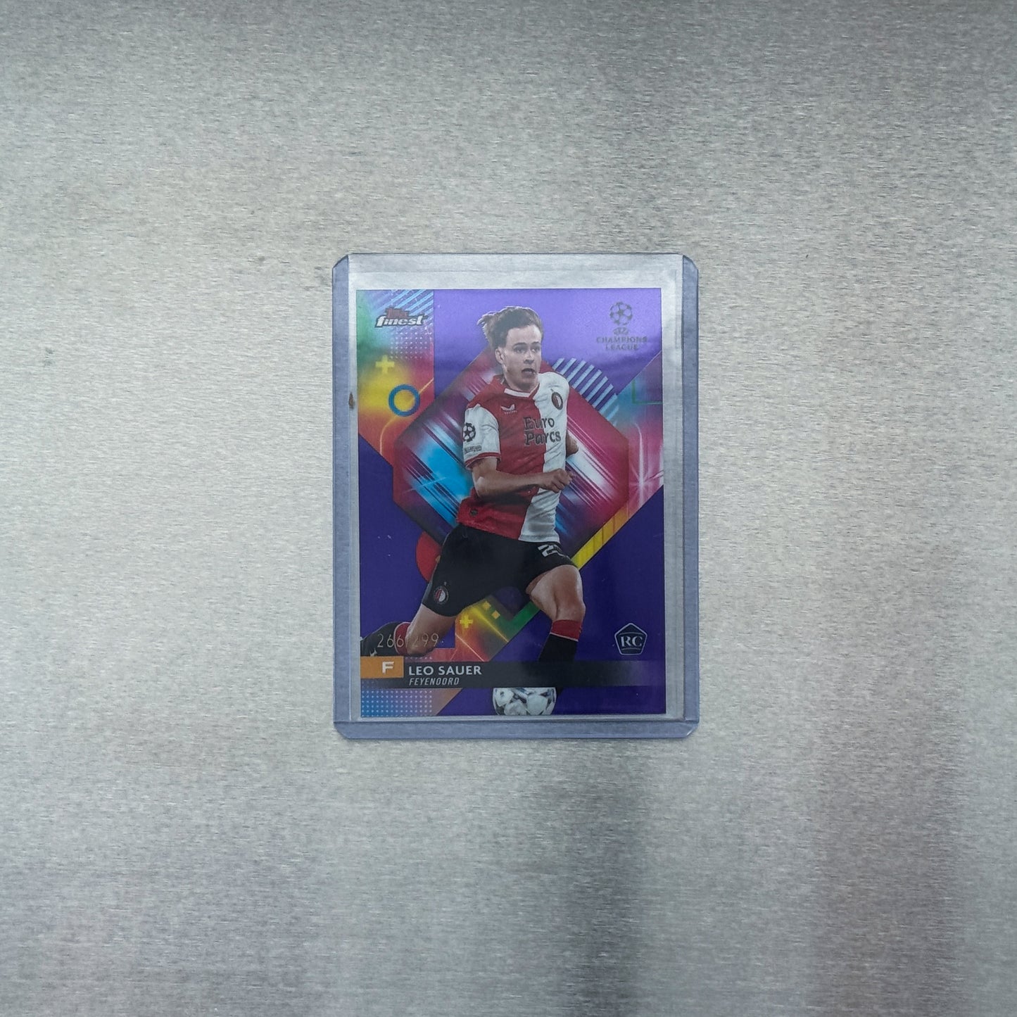 2023-24 Topps Finest UEFA Club Competitions - Feyenoord - Leo Sauer 266/299 purple refractor