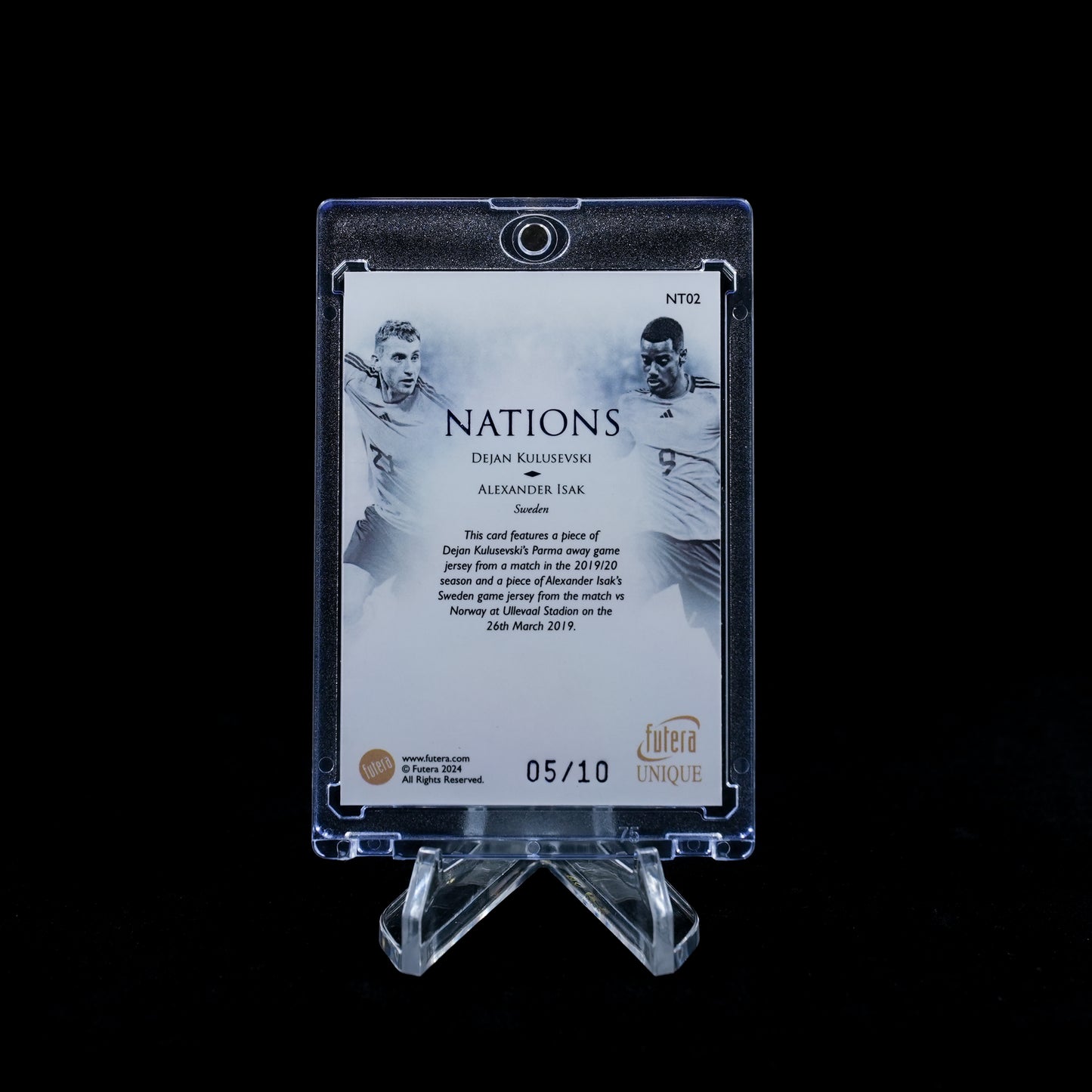 2024 Futera Unique Nostalgia Soccer Hobby-Dejan Kulusevski | Alexander Isak Nations Game Used Memorabilia /10