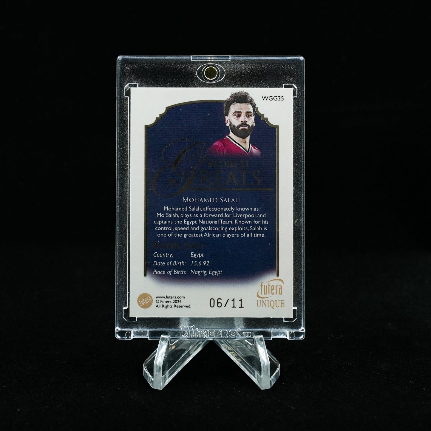 2024 Futera Unique Nostalgia Soccer Hobby-Mohamed Salah-24ct Gold Frame /11