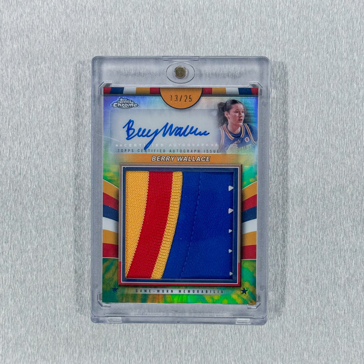 2024 Topps Chrome McDonald’s All American - Berry Wallace – East 13/25 - Golden Patch Autographs Tie-Dye