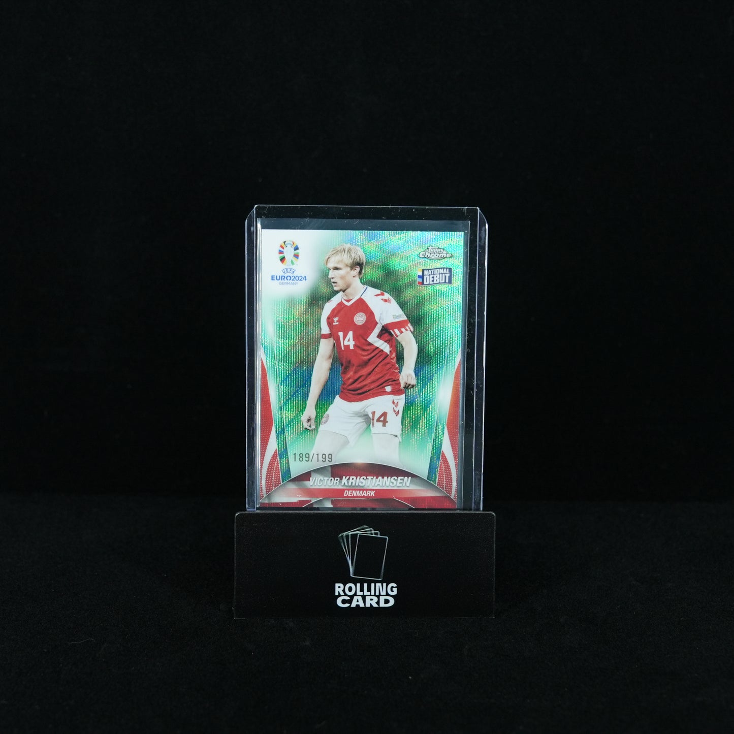 2024 Topps Chrome UEFA Euro - Denmark - Victor Kristiansen - Aqua Wave Refractor 189/199