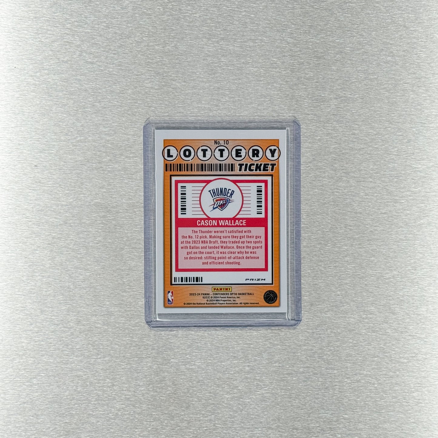 2023-24 Panini Contenders Optic Basketball - Oklahoma City Thunder - Cason Wallace - Lottery Ticket prizm