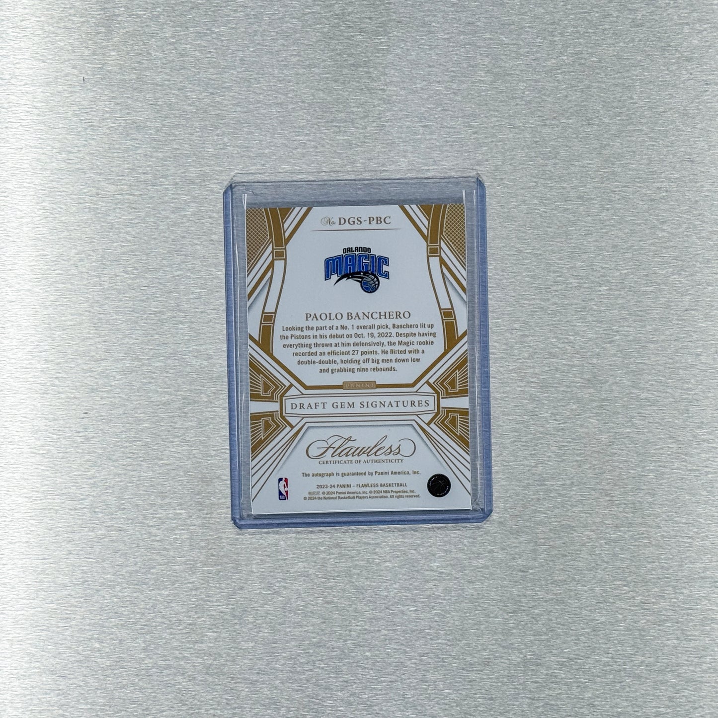2023-24 Panini Flawless Basketball - Orlando Magic - Paolo Banchero 1/5 - Draft Gem Signatures