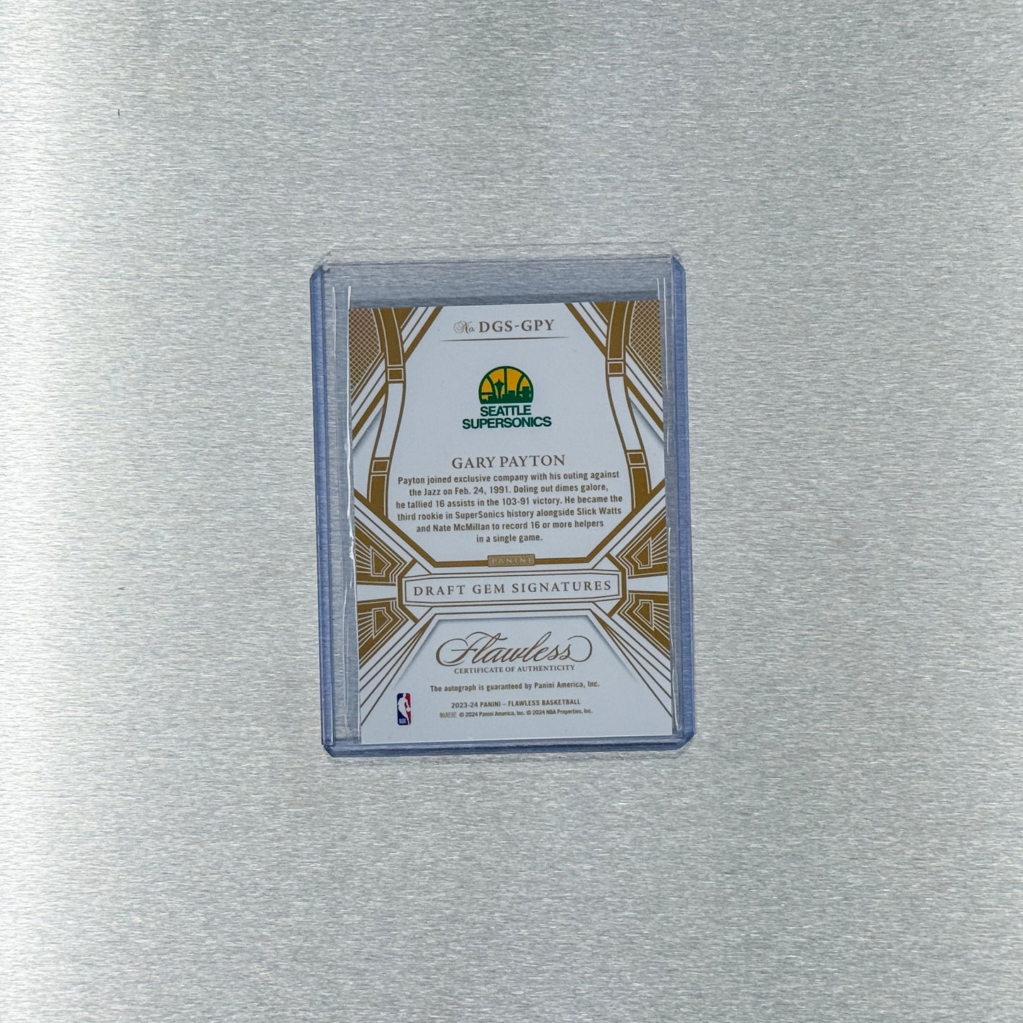 2023-24 Panini Flawless Basketball - Seattle Supersonics - Gary Payton 21/25 - Draft Gem Signatures